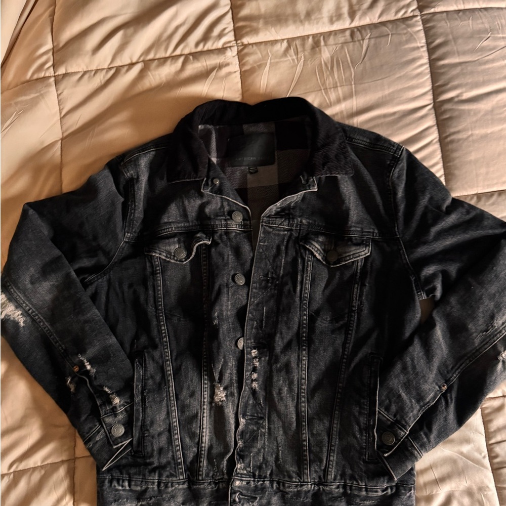 American Eagle Outfitters Distressed Black Jean Jacket
